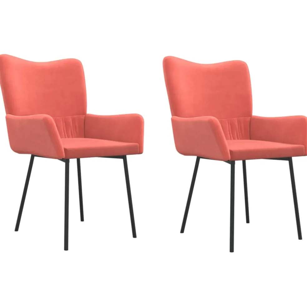 vidaXL Eetkamerstoelen 2 st fluweel roze
