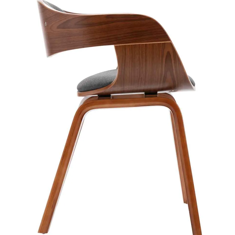 vidaXL Eetkamerstoelen 2 st gebogen hout en stof grijs