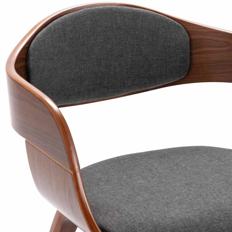 vidaXL Eetkamerstoelen 2 st gebogen hout en stof grijs