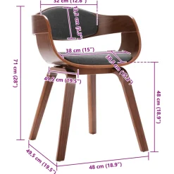 vidaXL Eetkamerstoelen 2 st gebogen hout en stof grijs
