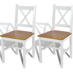 vidaXL Eetkamerstoelen 2 st grenenhout wit