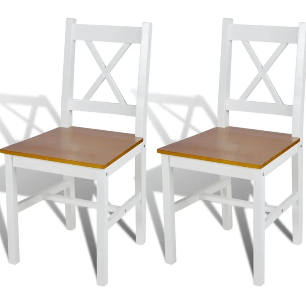 vidaXL Eetkamerstoelen 2 st grenenhout wit