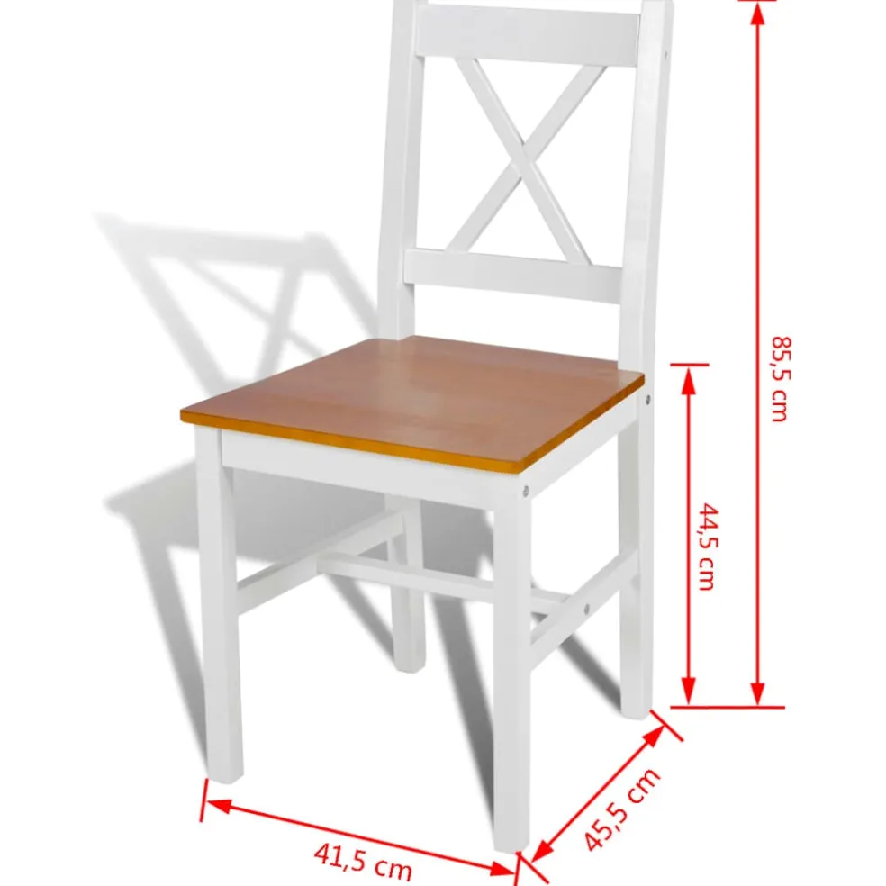 vidaXL Eetkamerstoelen 2 st grenenhout wit