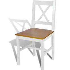 vidaXL Eetkamerstoelen 2 st grenenhout wit