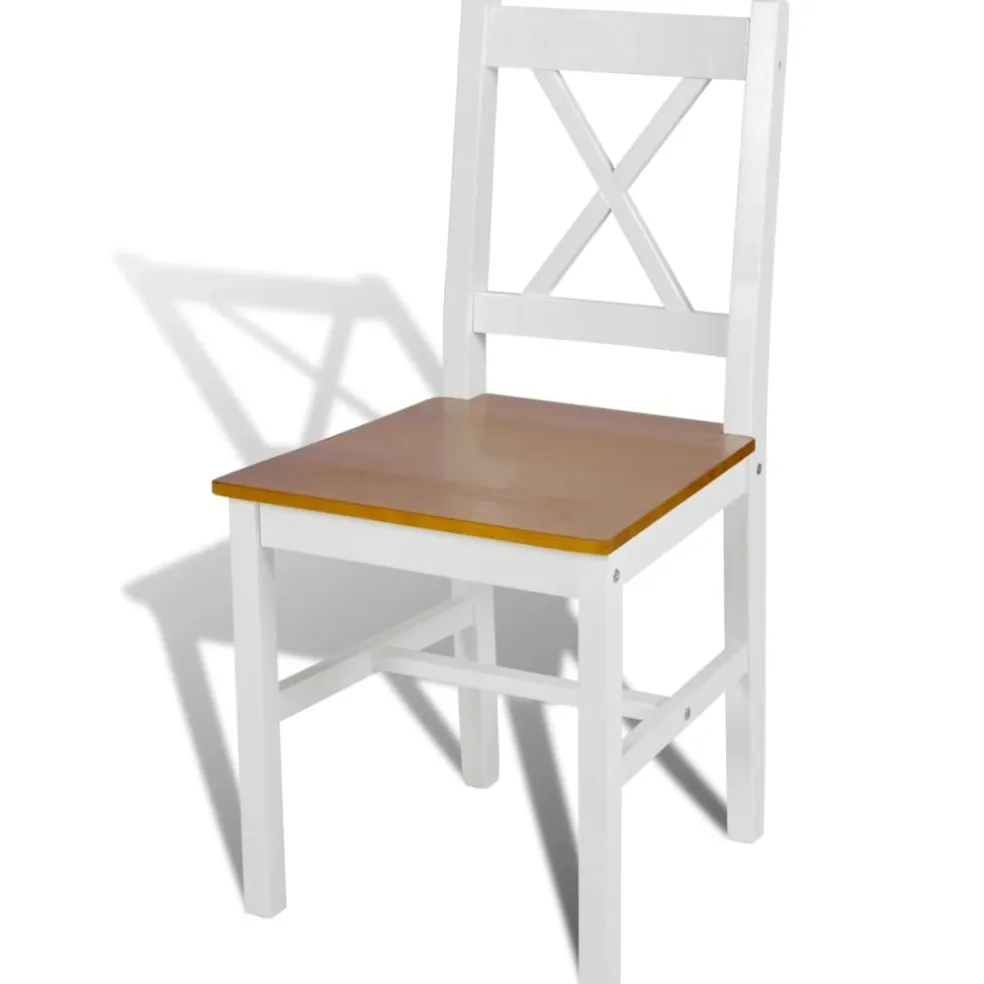 vidaXL Eetkamerstoelen 2 st grenenhout wit