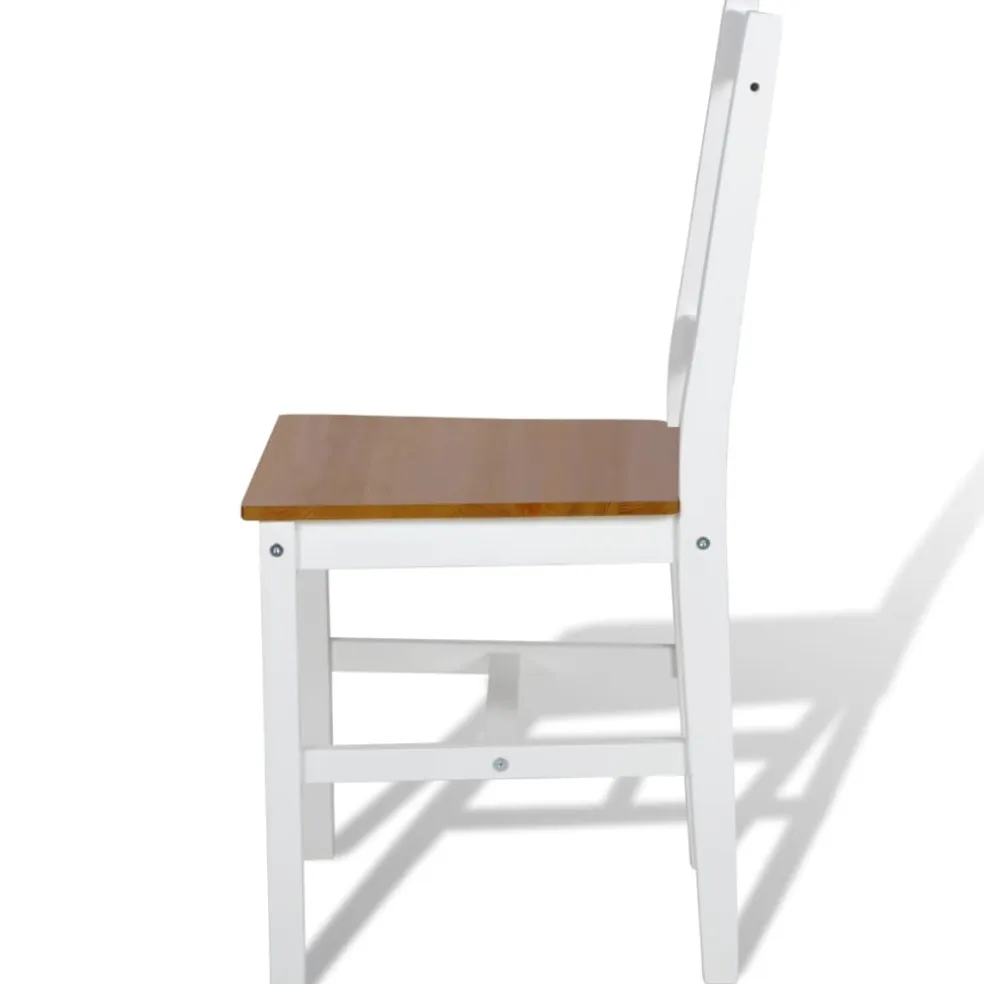 vidaXL Eetkamerstoelen 2 st grenenhout wit