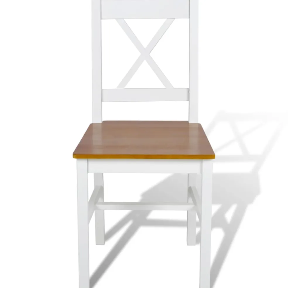 vidaXL Eetkamerstoelen 2 st grenenhout wit