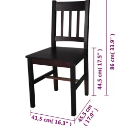 vidaXL Eetkamerstoelen 2 st grenenhout donkerbruin