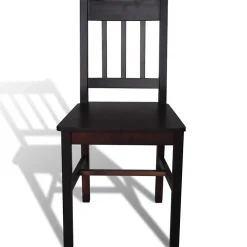 vidaXL Eetkamerstoelen 2 st grenenhout donkerbruin