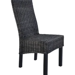 vidaXL Eetkamerstoelen 2 st kubu rattan en mahoniehout zwart