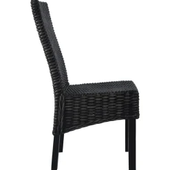 vidaXL Eetkamerstoelen 2 st kubu rattan en mahoniehout zwart