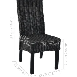 vidaXL Eetkamerstoelen 2 st kubu rattan en mahoniehout zwart