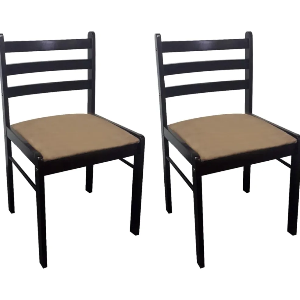 vidaXL Eetkamerstoelen 2 st massief rubberwood en fluweel bruin