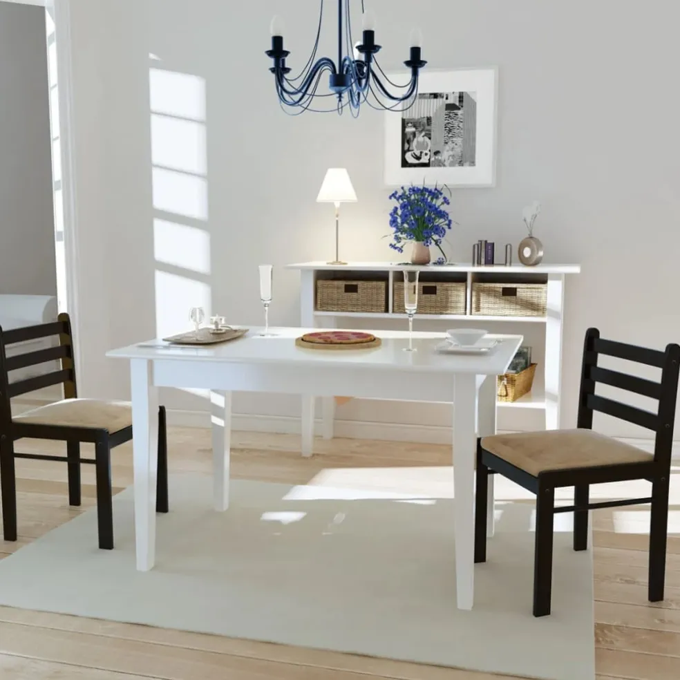 vidaXL Eetkamerstoelen 2 st massief rubberwood en fluweel bruin