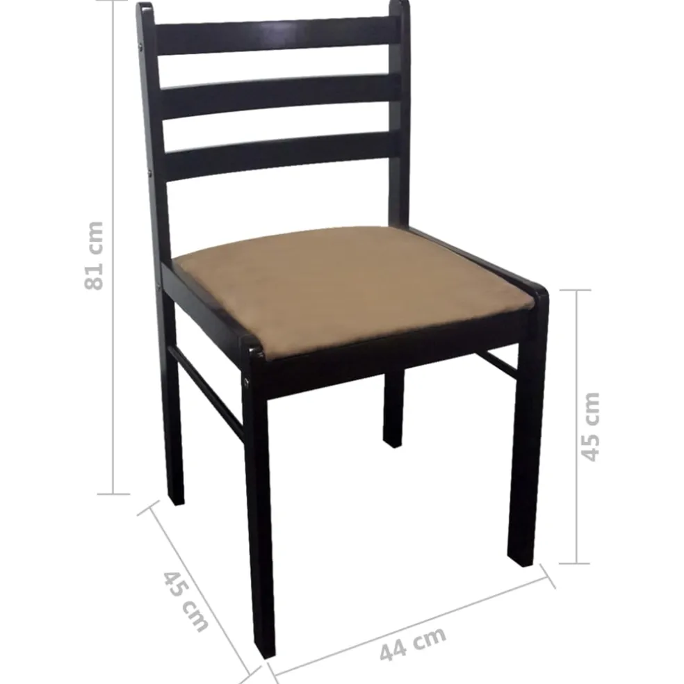 vidaXL Eetkamerstoelen 2 st massief rubberwood en fluweel bruin