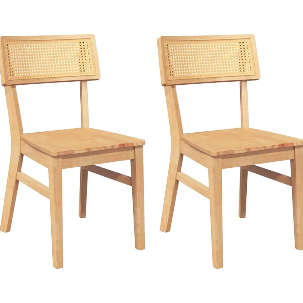 vidaXL Eetkamerstoelen 2 st massief hout rubber