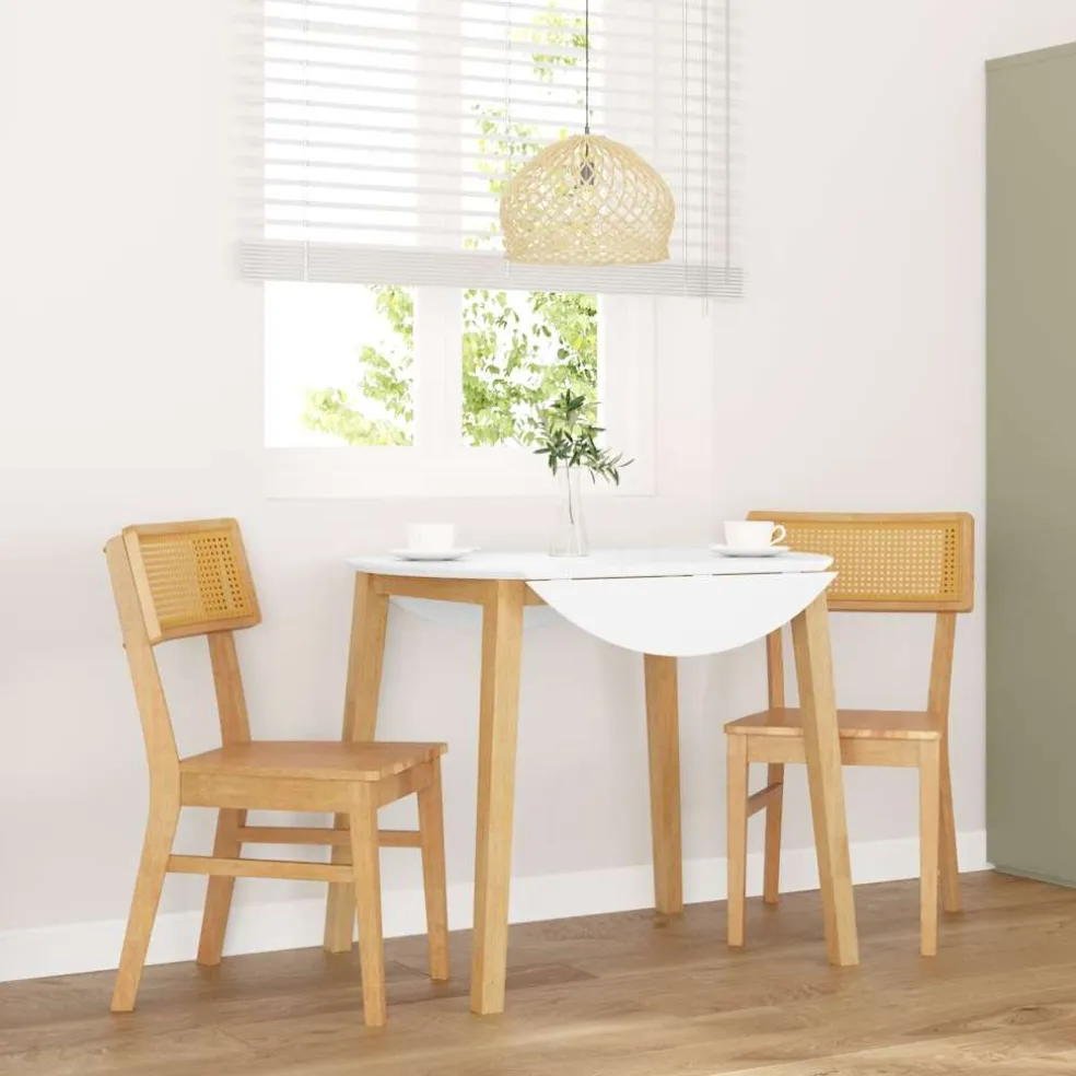vidaXL Eetkamerstoelen 2 st massief hout rubber
