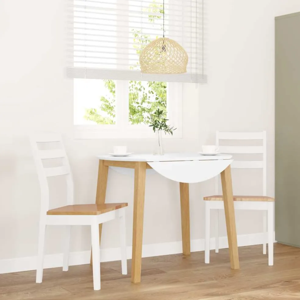 vidaXL Eetkamerstoelen 2 st massief hout rubber wit