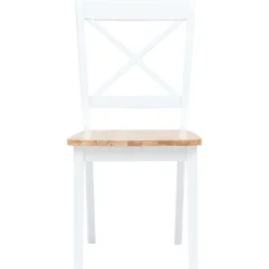 vidaXL Eetkamerstoelen 2 st massief rubberwood naturel en wit
