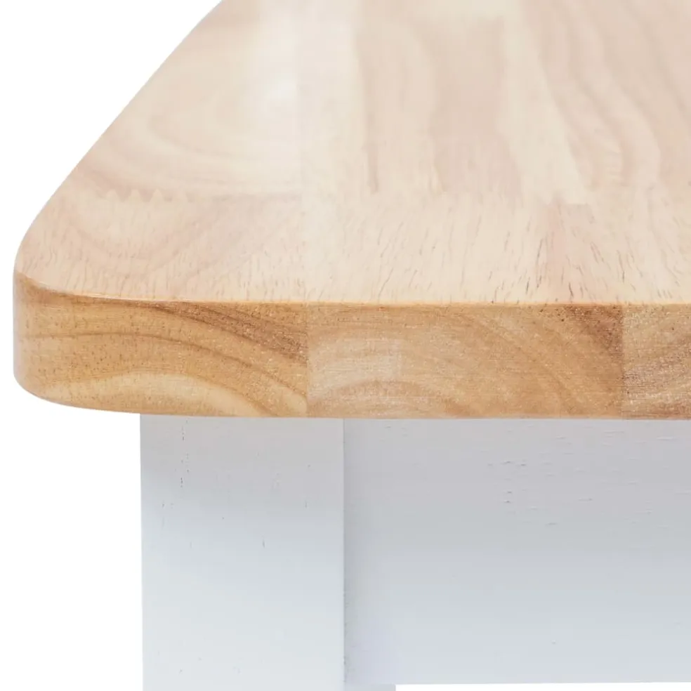 vidaXL Eetkamerstoelen 2 st massief rubberwood naturel en wit