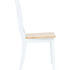 vidaXL Eetkamerstoelen 2 st massief rubberwood naturel en wit