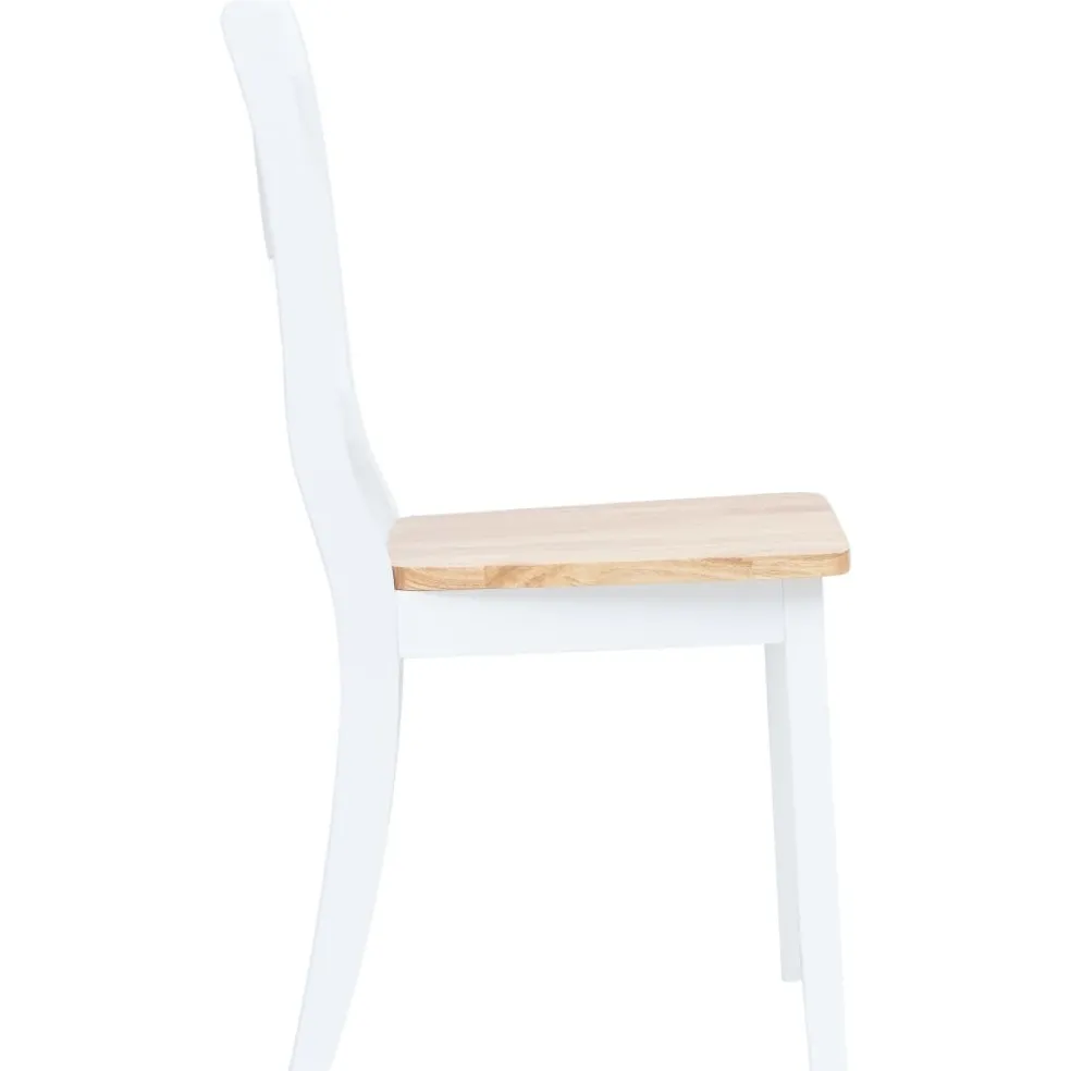 vidaXL Eetkamerstoelen 2 st massief rubberwood naturel en wit