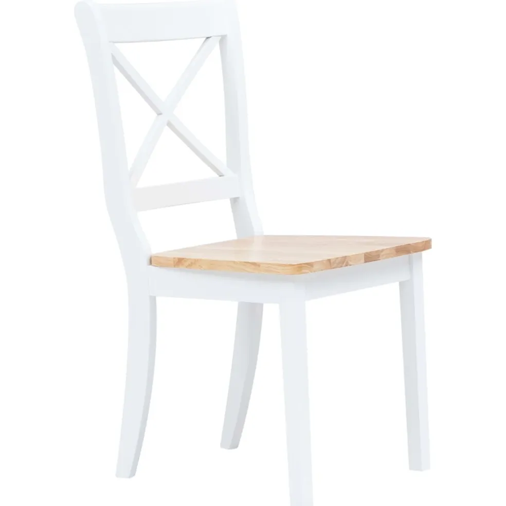 vidaXL Eetkamerstoelen 2 st massief rubberwood naturel en wit