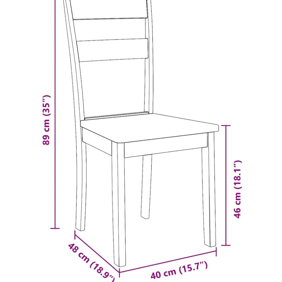 vidaXL Eetkamerstoelen 2 st massief hout naturel rubber