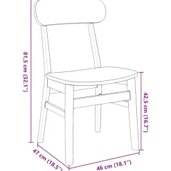 vidaXL Eetkamerstoelen 2 st massief hout rubber