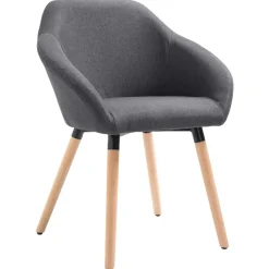 vidaXL Eetkamerstoelen 4 st stof donkergrijs