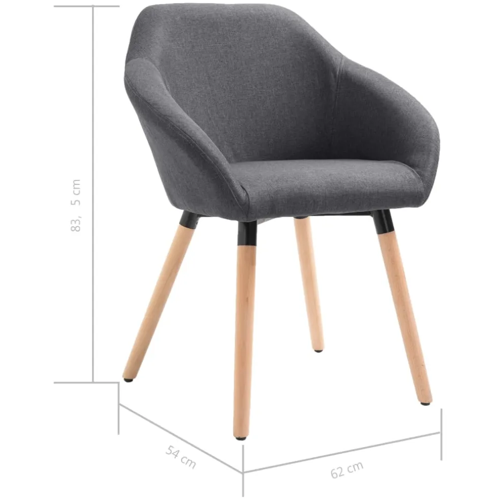 vidaXL Eetkamerstoelen 4 st stof donkergrijs