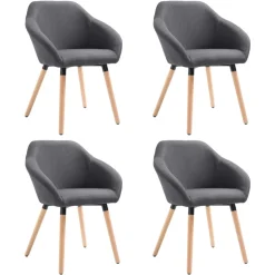 vidaXL Eetkamerstoelen 4 st stof donkergrijs