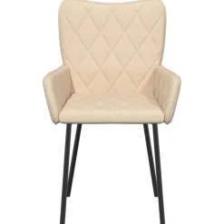 vidaXL Eetkamerstoelen 2 st stof crèmekleurig