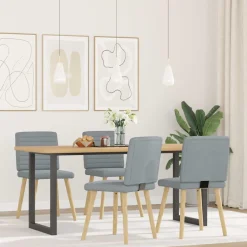 vidaXL Eetkamerstoelen 4 st stof lichtgrijs