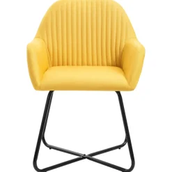 vidaXL Eetkamerstoelen 2 st stof geel