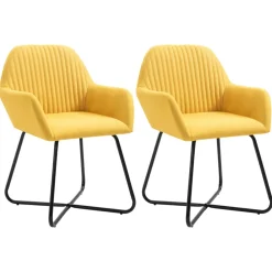vidaXL Eetkamerstoelen 2 st stof geel