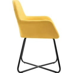 vidaXL Eetkamerstoelen 2 st stof geel