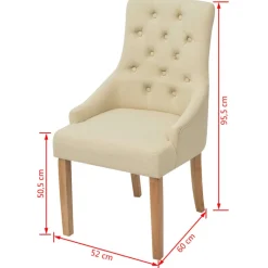 vidaXL Eetkamerstoelen 2 st stof crèmekleurig
