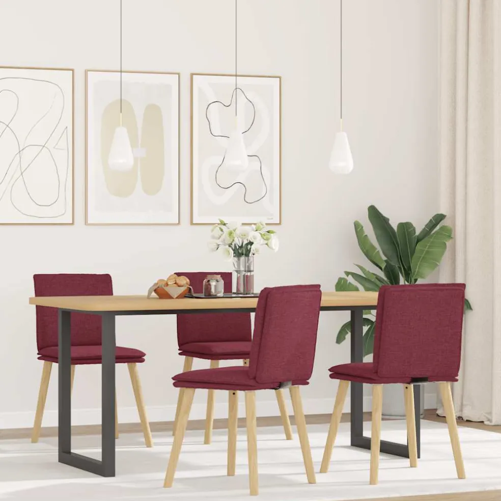 vidaXL Eetkamerstoelen 4 st stof wijnrood