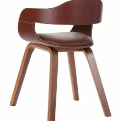 vidaXL Eetkamerstoel gebogen hout en kunstleer bruin