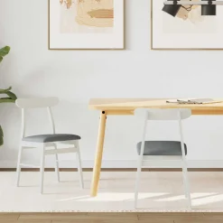 vidaXL Eetkamerstoel 2 st Massief Rubberhout Wit en Grijs