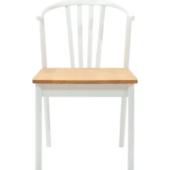 vidaXL Eetkamerstoel 2 st Massief Rubberhout wit en naturel