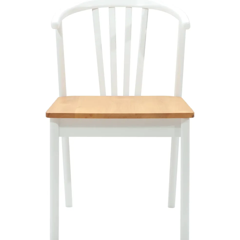 vidaXL Eetkamerstoel 2 st Massief Rubberhout wit en naturel