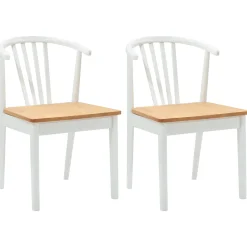 vidaXL Eetkamerstoel 2 st Massief Rubberhout wit en naturel