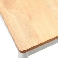 vidaXL Eetkamerstoel 2 st Massief Rubberhout wit en naturel