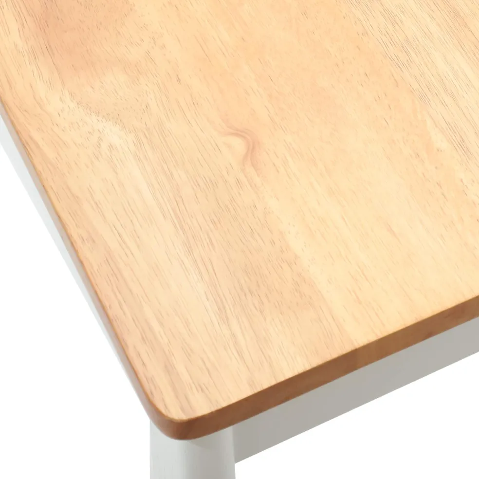 vidaXL Eetkamerstoel 2 st Massief Rubberhout wit en naturel
