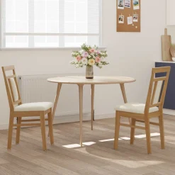vidaXL Eetkamerstoel 2 st Massief Rubberhout Lichtbruin en Licht