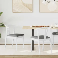 vidaXL Eetkamerstoel 2 st Massief Rubberhout Lichtbruin en Licht
