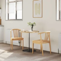 vidaXL Eetkamerstoel 2 st Massief Rubberhout Naturel 51 x 61 x 80,5 cm