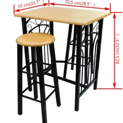 vidaXL Eetset hout met zwart staal tan
